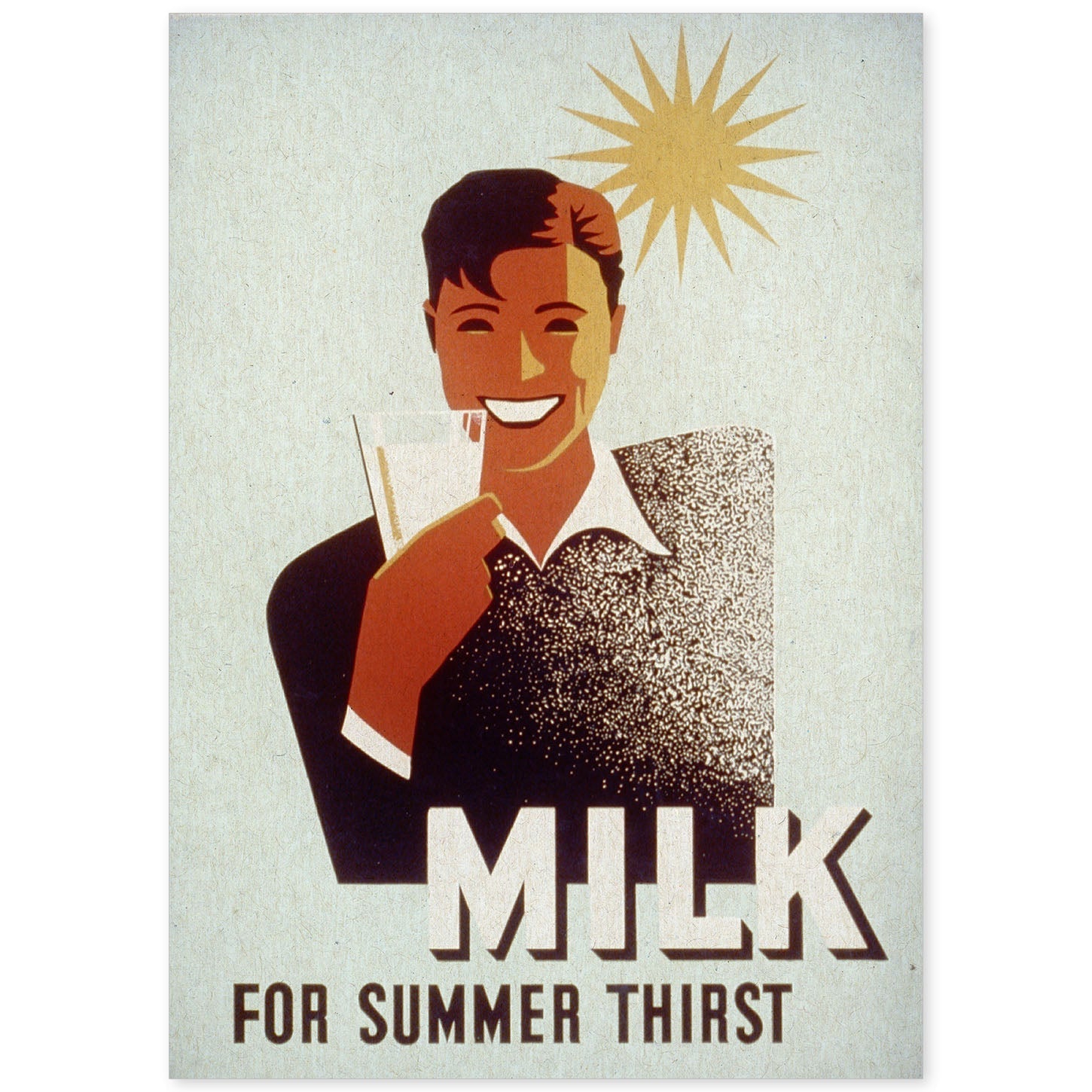 Poster vintage. Cartel vintage educacional sobre el habito "Milk for the summer thirst".-Artwork-Nacnic-A4-Sin marco-Nacnic Estudio SL