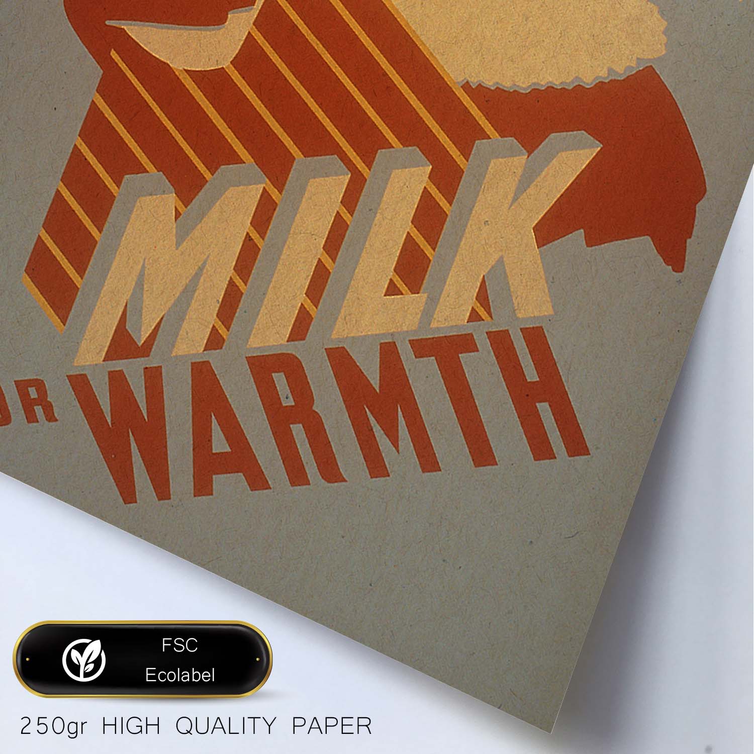 Poster vintage. Cartel vintage educacional sobre el habito "Milk for warmth".-Artwork-Nacnic-Nacnic Estudio SL