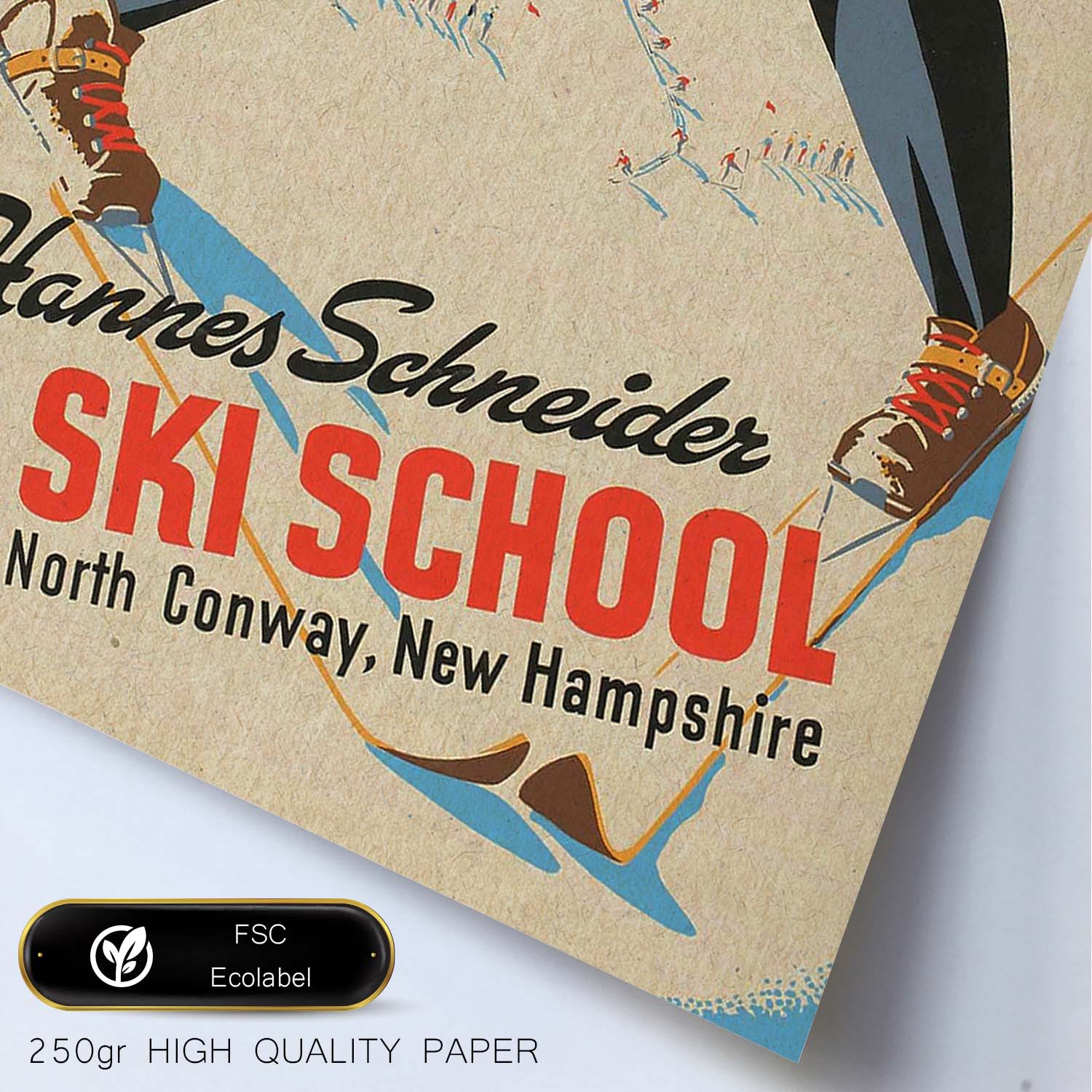 Poster vintage. Cartel Vintage "Escuela Sky Hannes Shneider en Conway".-Artwork-Nacnic-Nacnic Estudio SL