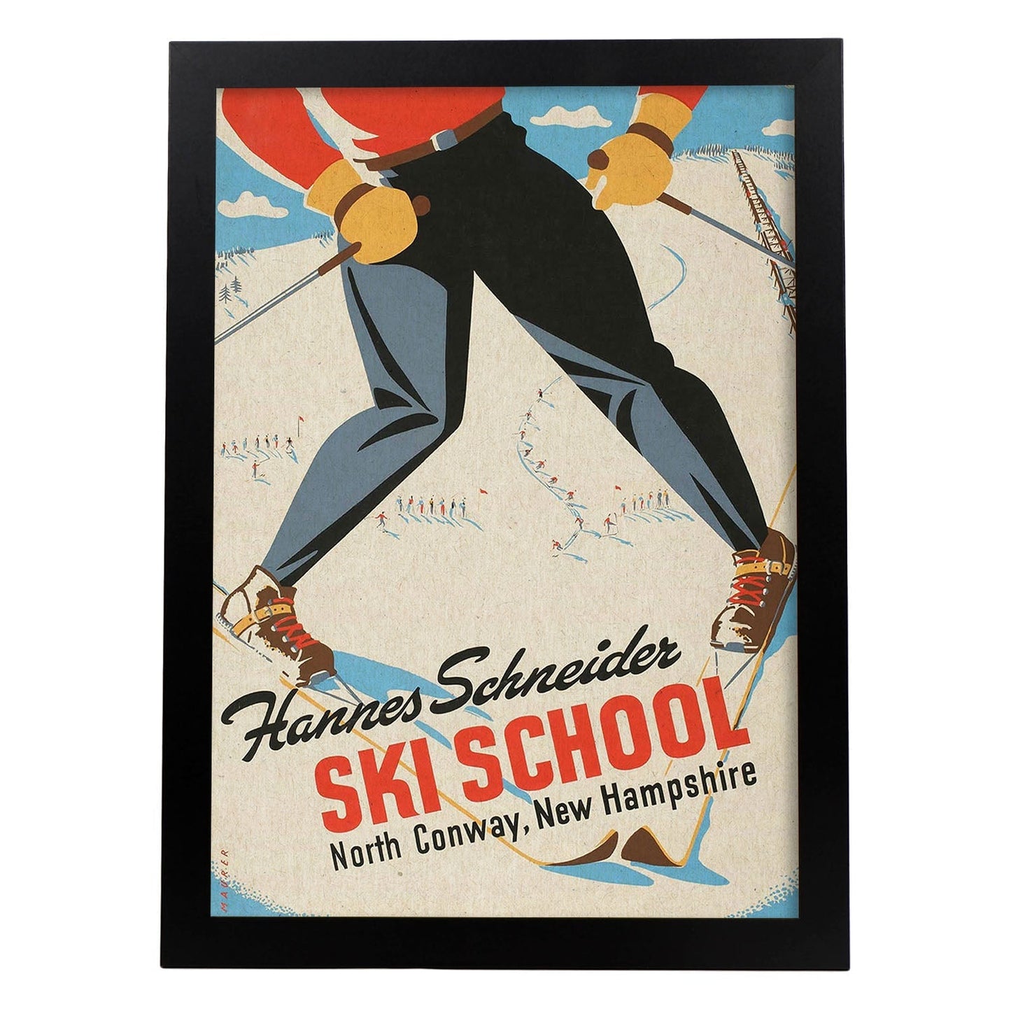 Poster vintage. Cartel Vintage "Escuela Sky Hannes Shneider en Conway".-Artwork-Nacnic-A3-Marco Negro-Nacnic Estudio SL