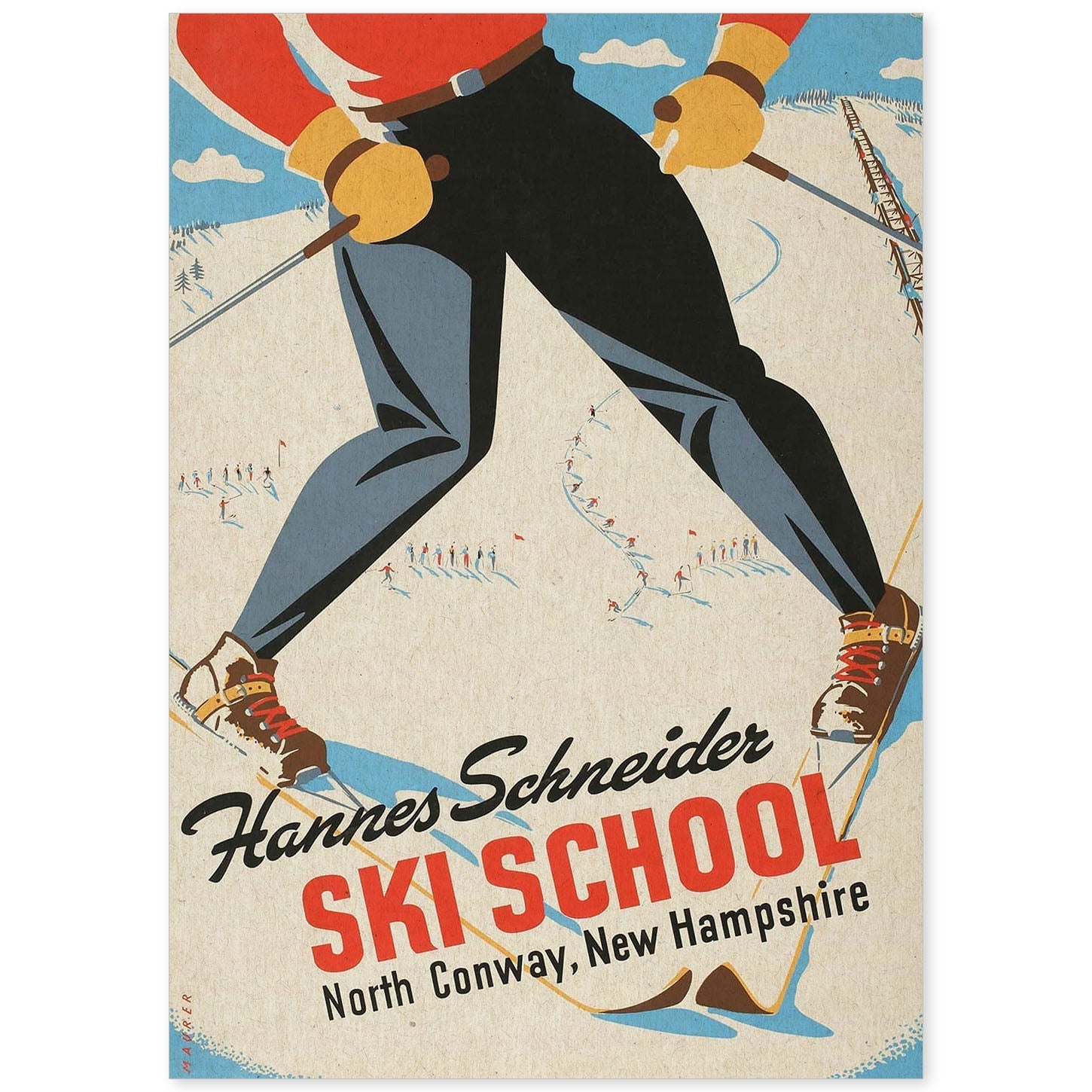 Poster vintage. Cartel Vintage "Escuela Sky Hannes Shneider en Conway".-Artwork-Nacnic-A4-Sin marco-Nacnic Estudio SL