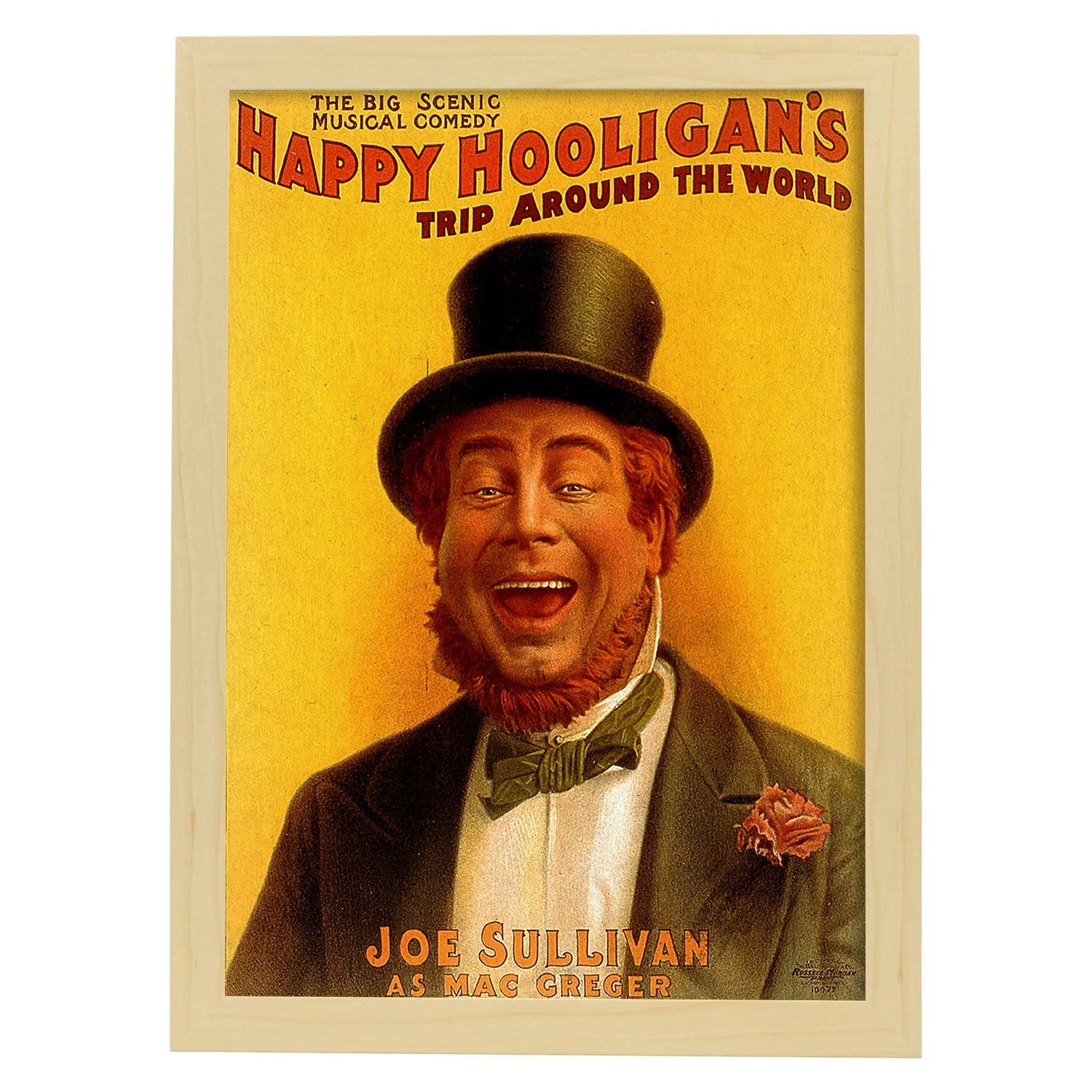 Poster vintage. Cartel vintage "Hooligans felices".-Artwork-Nacnic-A3-Marco Madera clara-Nacnic Estudio SL
