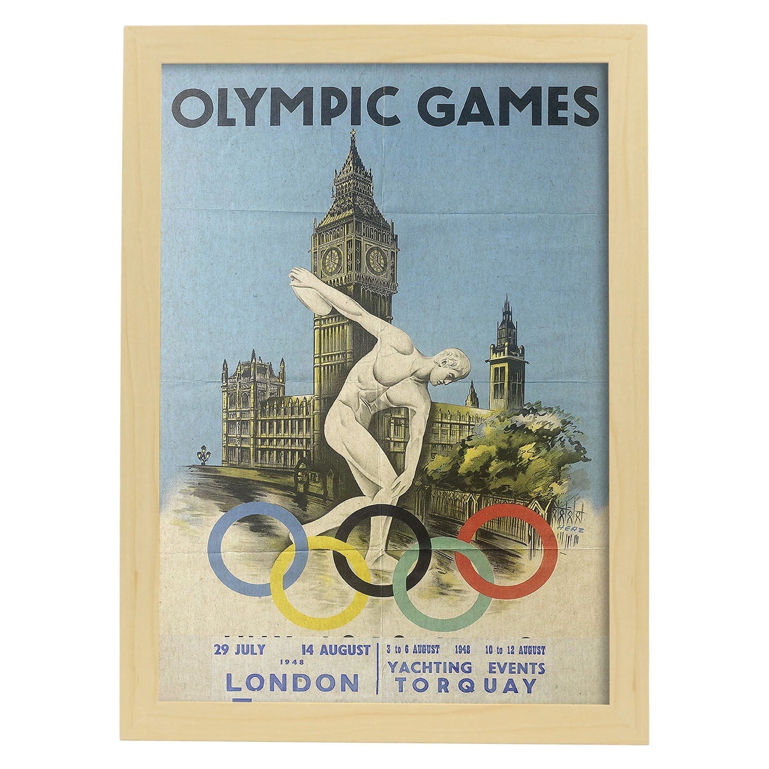 Poster vintage. Cartel vintage "Juegos olimpicos de Londres".-Artwork-Nacnic-A3-Marco Madera clara-Nacnic Estudio SL