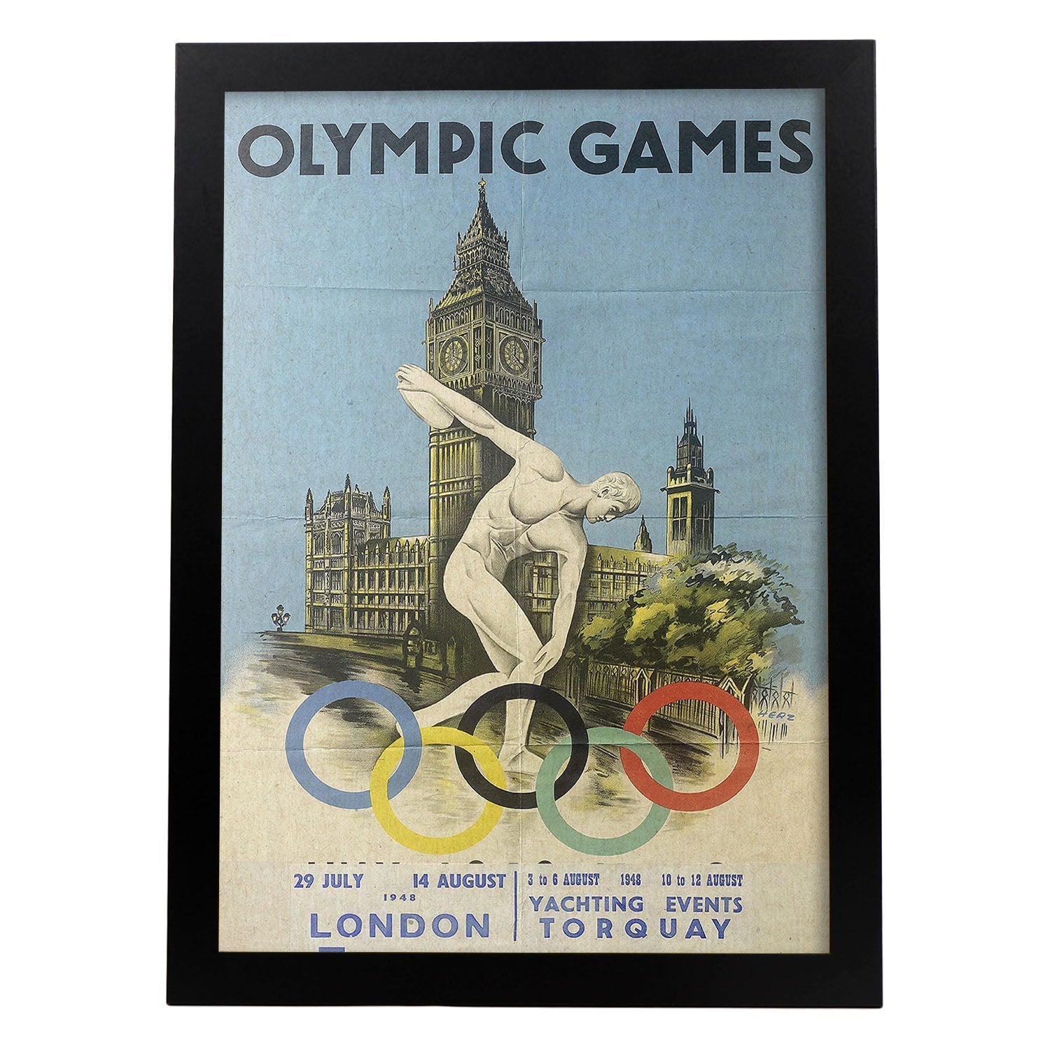 Poster vintage. Cartel vintage "Juegos olimpicos de Londres".-Artwork-Nacnic-A3-Marco Negro-Nacnic Estudio SL