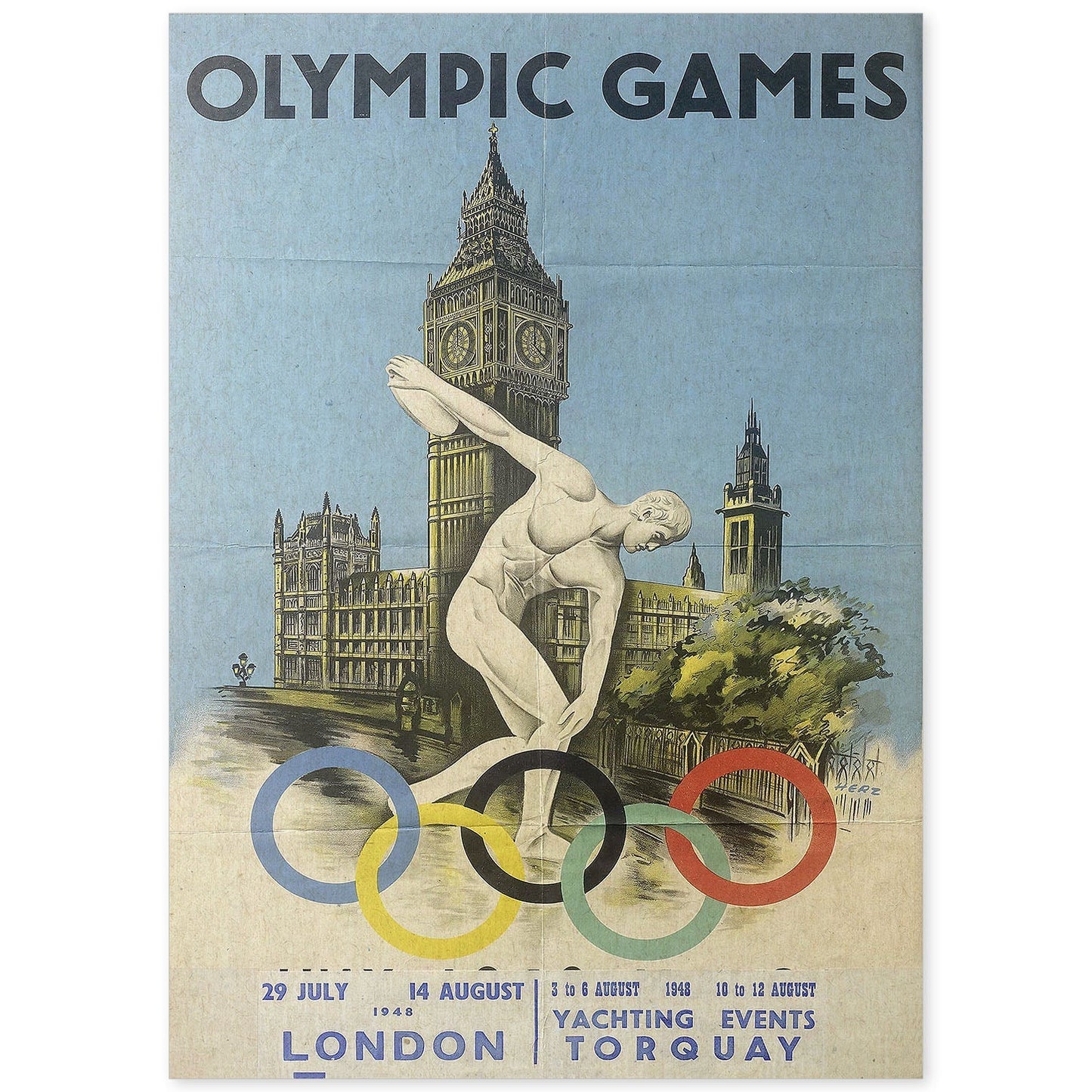 Poster vintage. Cartel vintage "Juegos olimpicos de Londres".-Artwork-Nacnic-A4-Sin marco-Nacnic Estudio SL