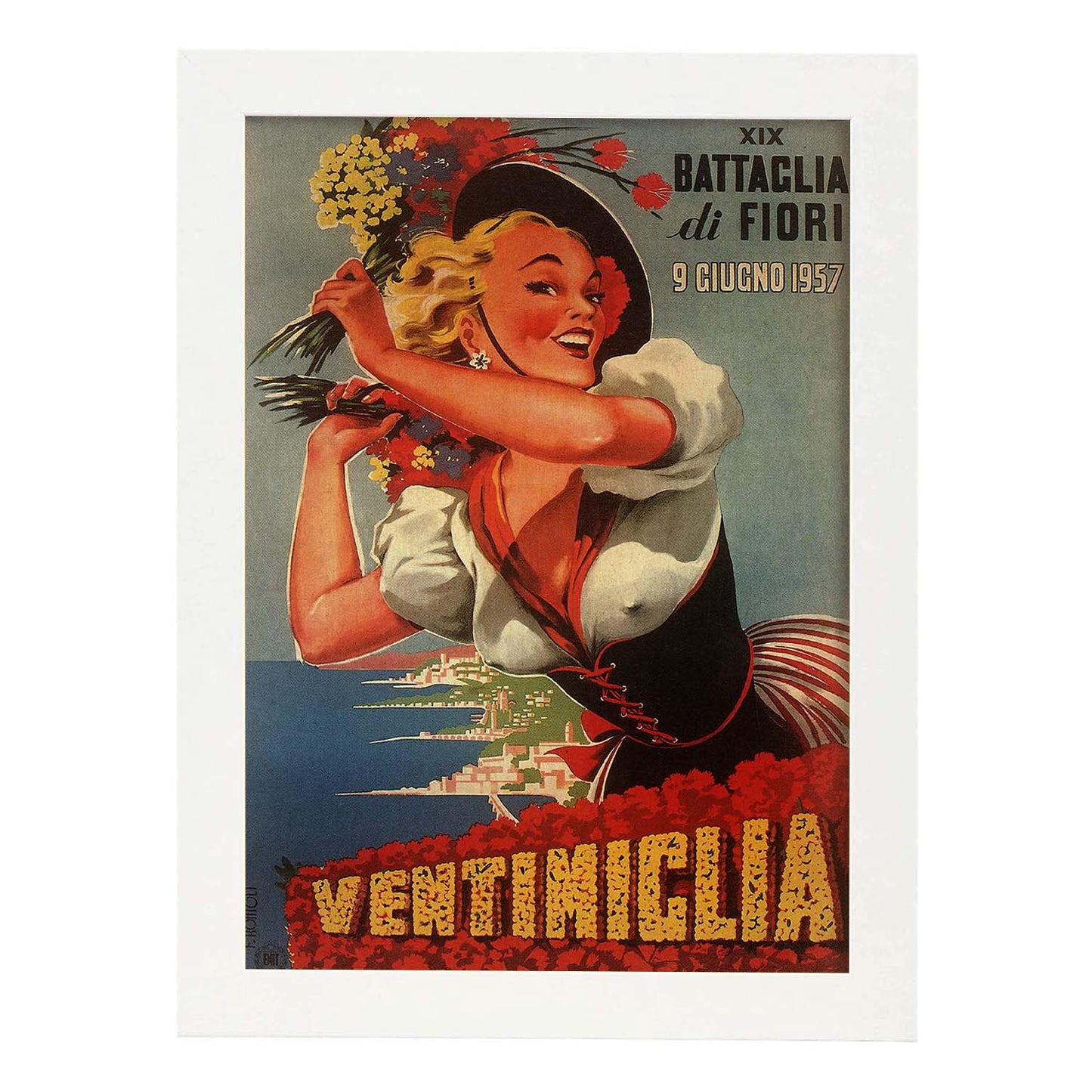 Poster vintage. Cartel Vintage la batalle de las flores de 1957.-Artwork-Nacnic-A3-Marco Blanco-Nacnic Estudio SL