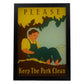 Poster vintage. Cartel vintage "Manten limpio el parque".-Artwork-Nacnic-A4-Marco Negro-Nacnic Estudio SL