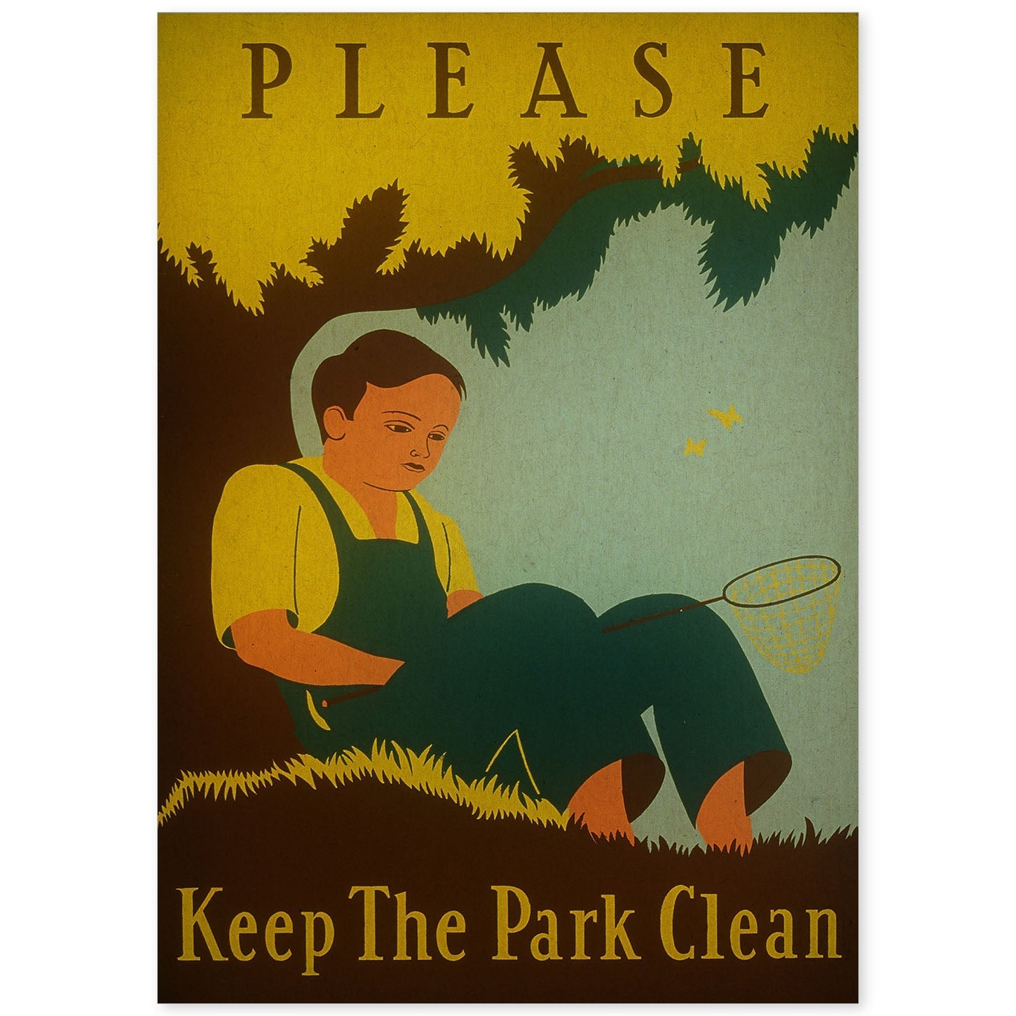 Poster vintage. Cartel vintage "Manten limpio el parque".-Artwork-Nacnic-A4-Sin marco-Nacnic Estudio SL