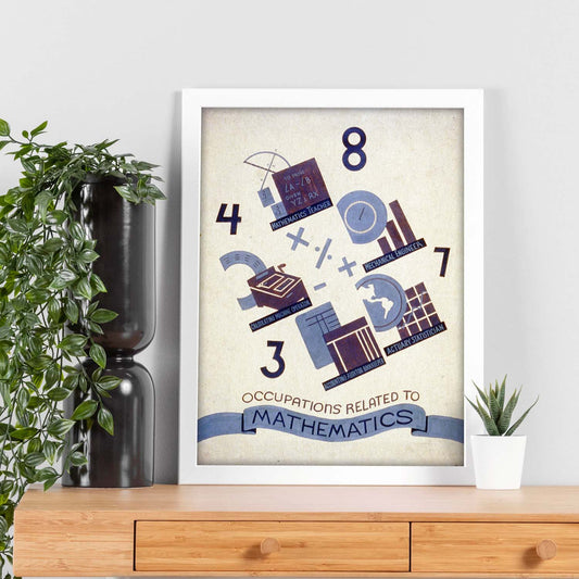 Poster vintage. Cartel vintage "Matemáticas".-Artwork-Nacnic-Nacnic Estudio SL