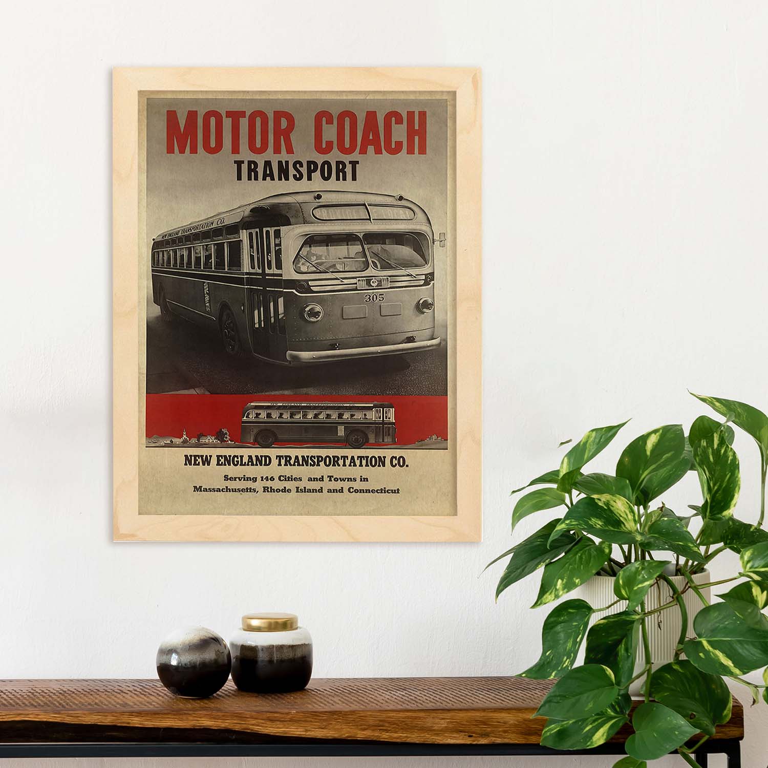 Poster vintage. Cartel vintage Motor Coach Transport de 1940.-Artwork-Nacnic-Nacnic Estudio SL