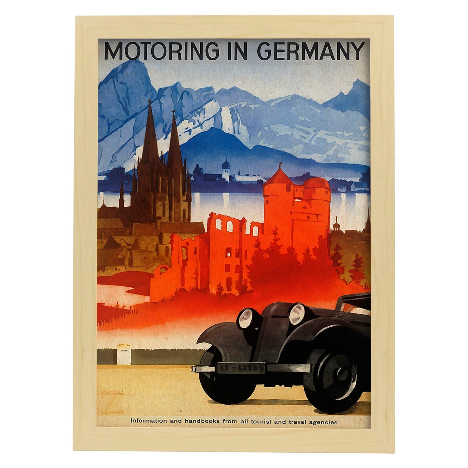 Poster vintage. Cartel vintage Motoring in Germany.-Artwork-Nacnic-A3-Marco Madera clara-Nacnic Estudio SL