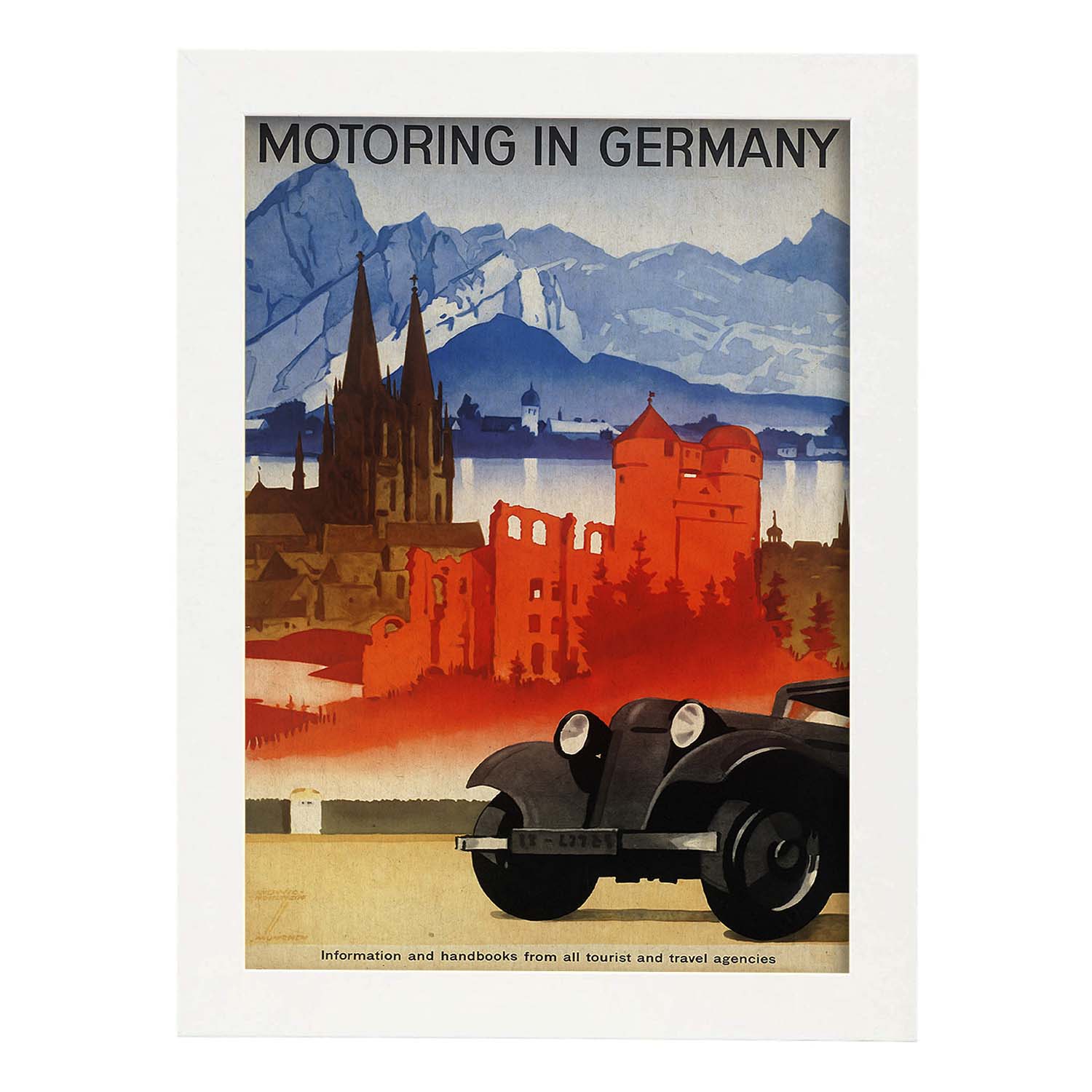 Poster vintage. Cartel vintage Motoring in Germany.-Artwork-Nacnic-A4-Marco Blanco-Nacnic Estudio SL