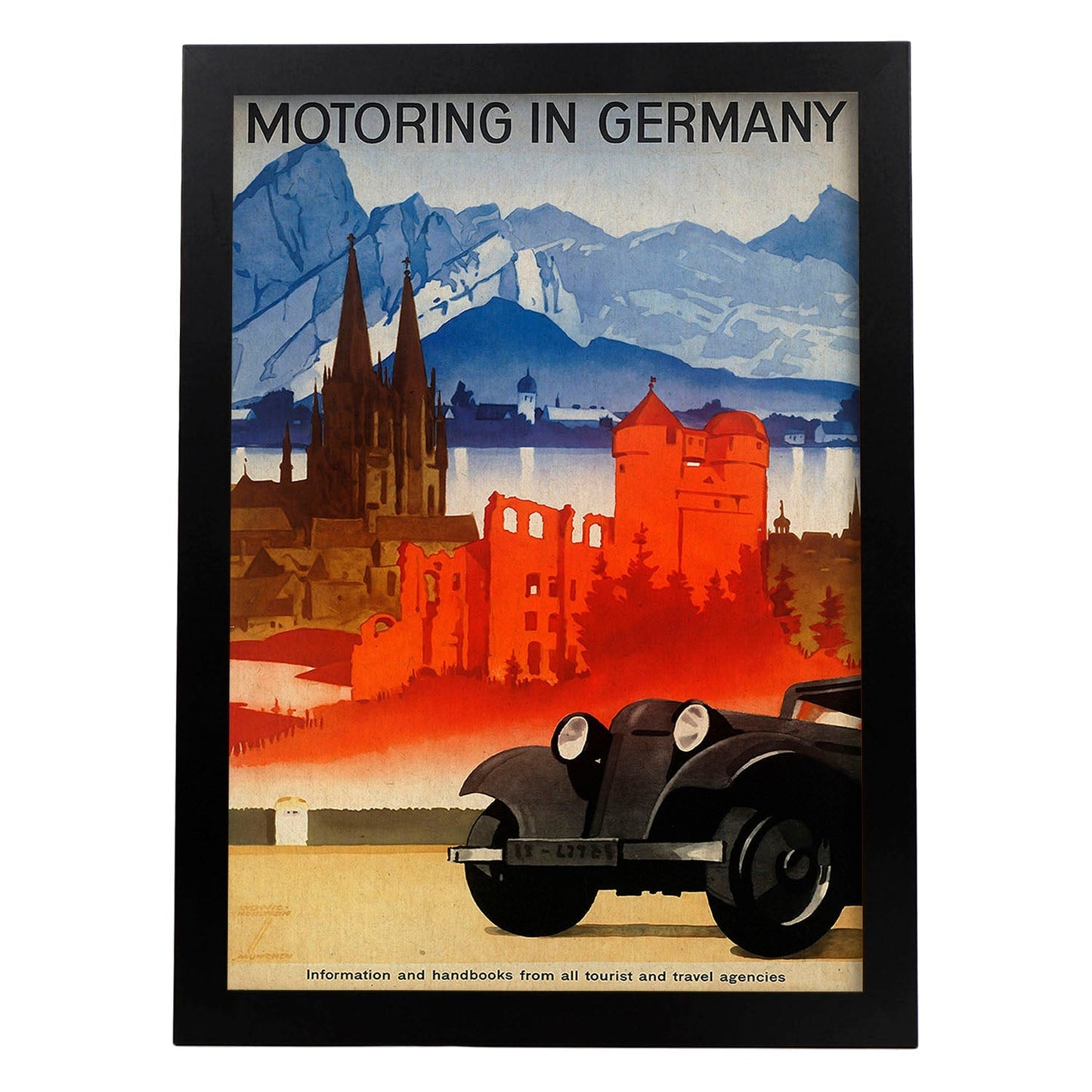 Poster vintage. Cartel vintage Motoring in Germany.-Artwork-Nacnic-A4-Marco Negro-Nacnic Estudio SL
