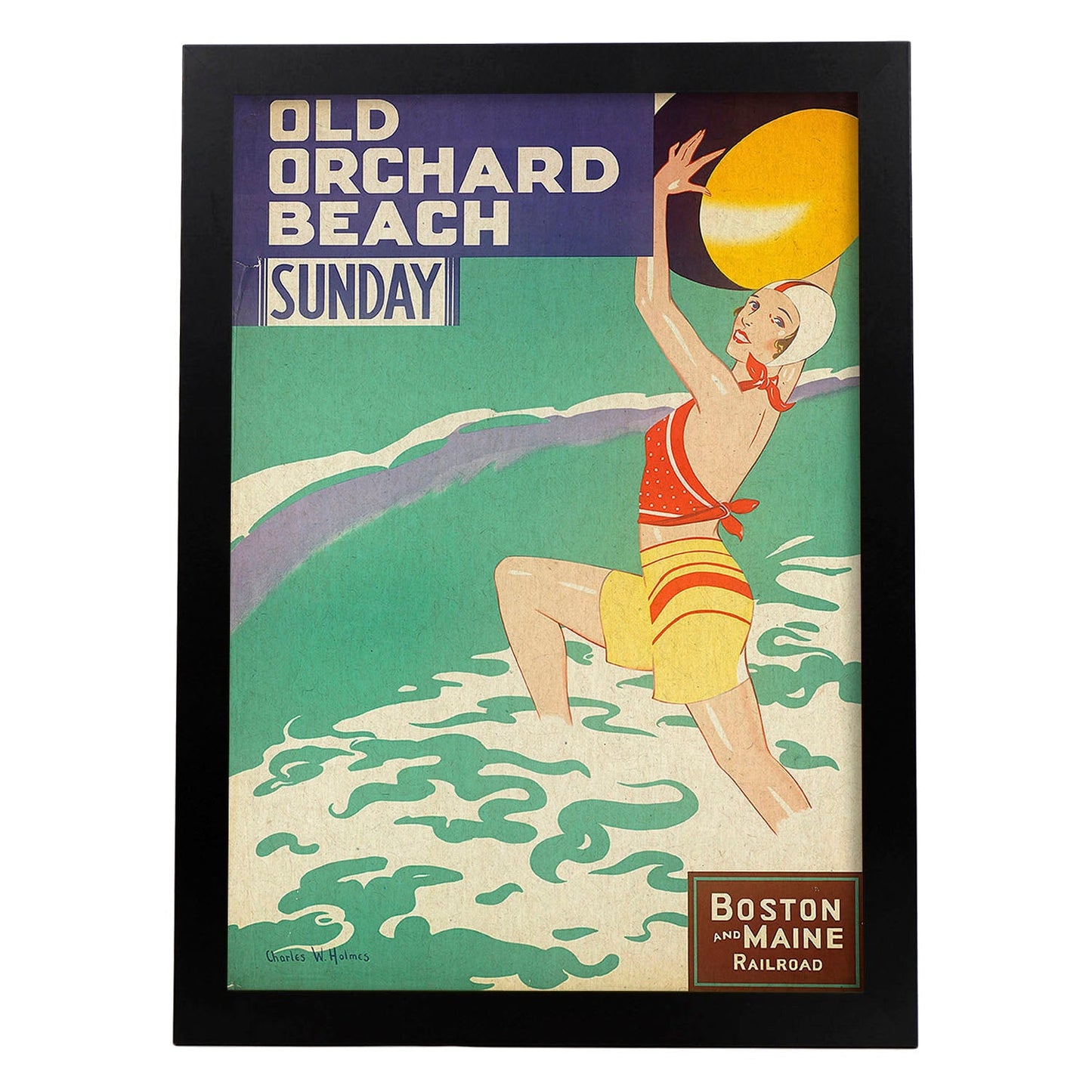 Poster vintage. Cartel vintage Old Orchard Beach.-Artwork-Nacnic-A3-Marco Negro-Nacnic Estudio SL