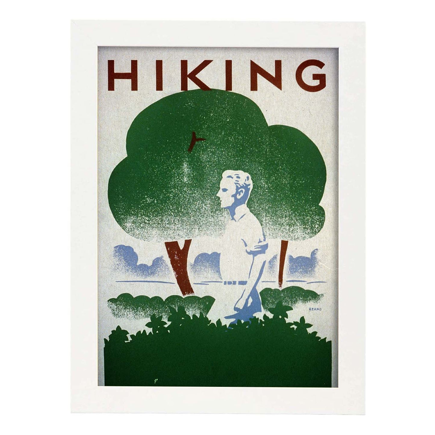 Poster vintage. Cartel vintage para campaña "Hiking". Departamento de parques..-Artwork-Nacnic-A3-Marco Blanco-Nacnic Estudio SL
