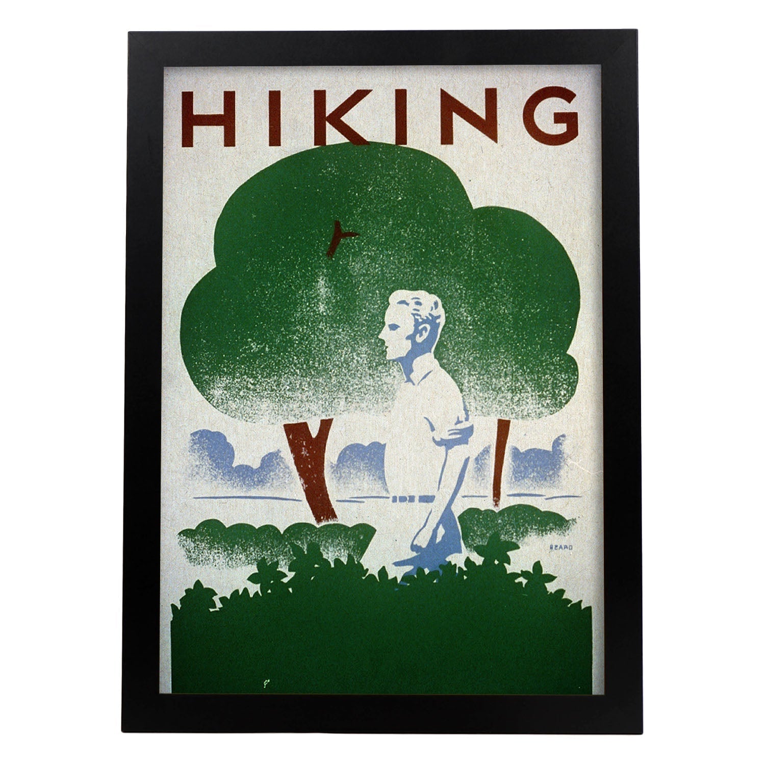 Poster vintage. Cartel vintage para campaña "Hiking". Departamento de parques..-Artwork-Nacnic-A3-Marco Negro-Nacnic Estudio SL