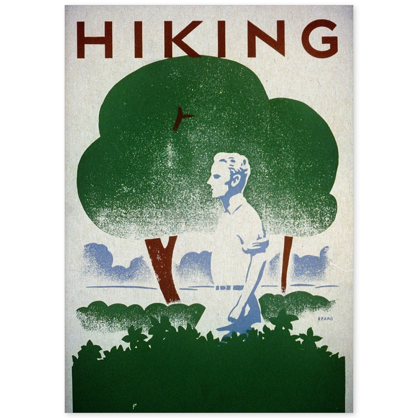 Poster vintage. Cartel vintage para campaña "Hiking". Departamento de parques..-Artwork-Nacnic-A4-Sin marco-Nacnic Estudio SL