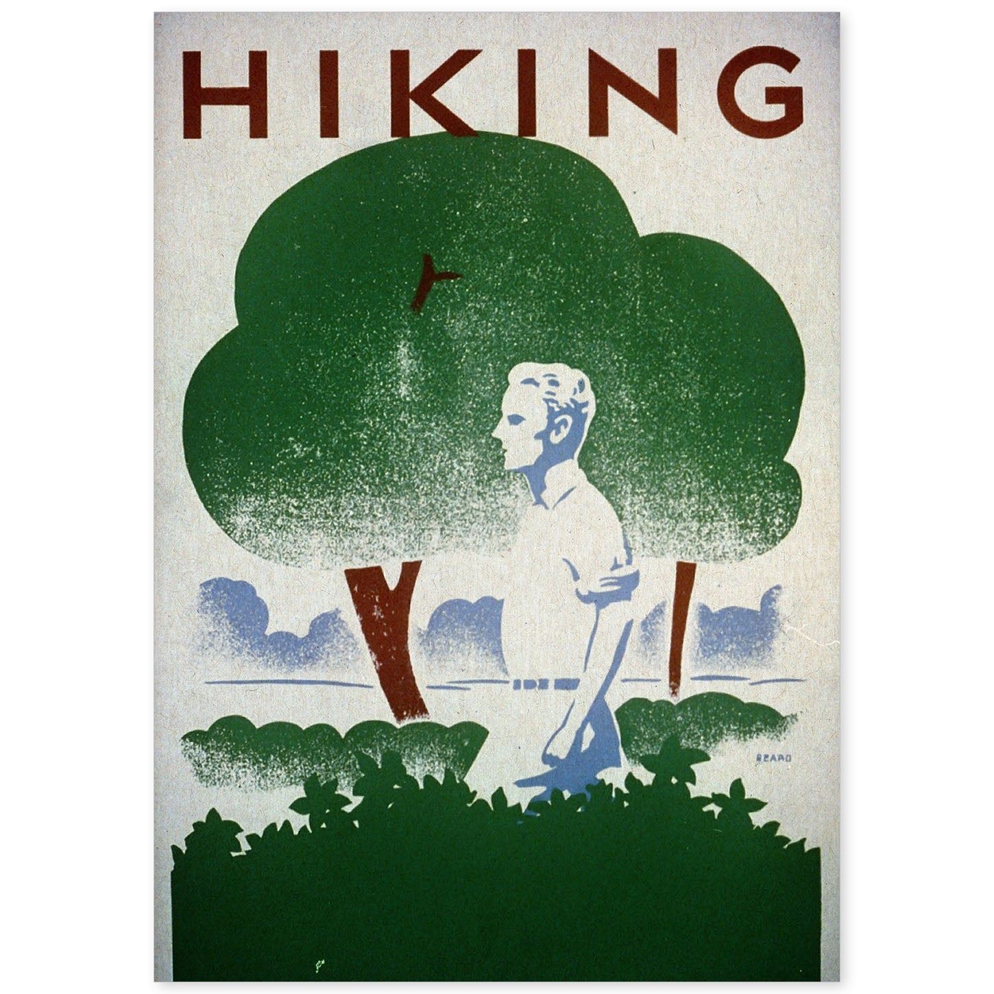 Poster vintage. Cartel vintage para campaña "Hiking". Departamento de parques..-Artwork-Nacnic-A4-Sin marco-Nacnic Estudio SL