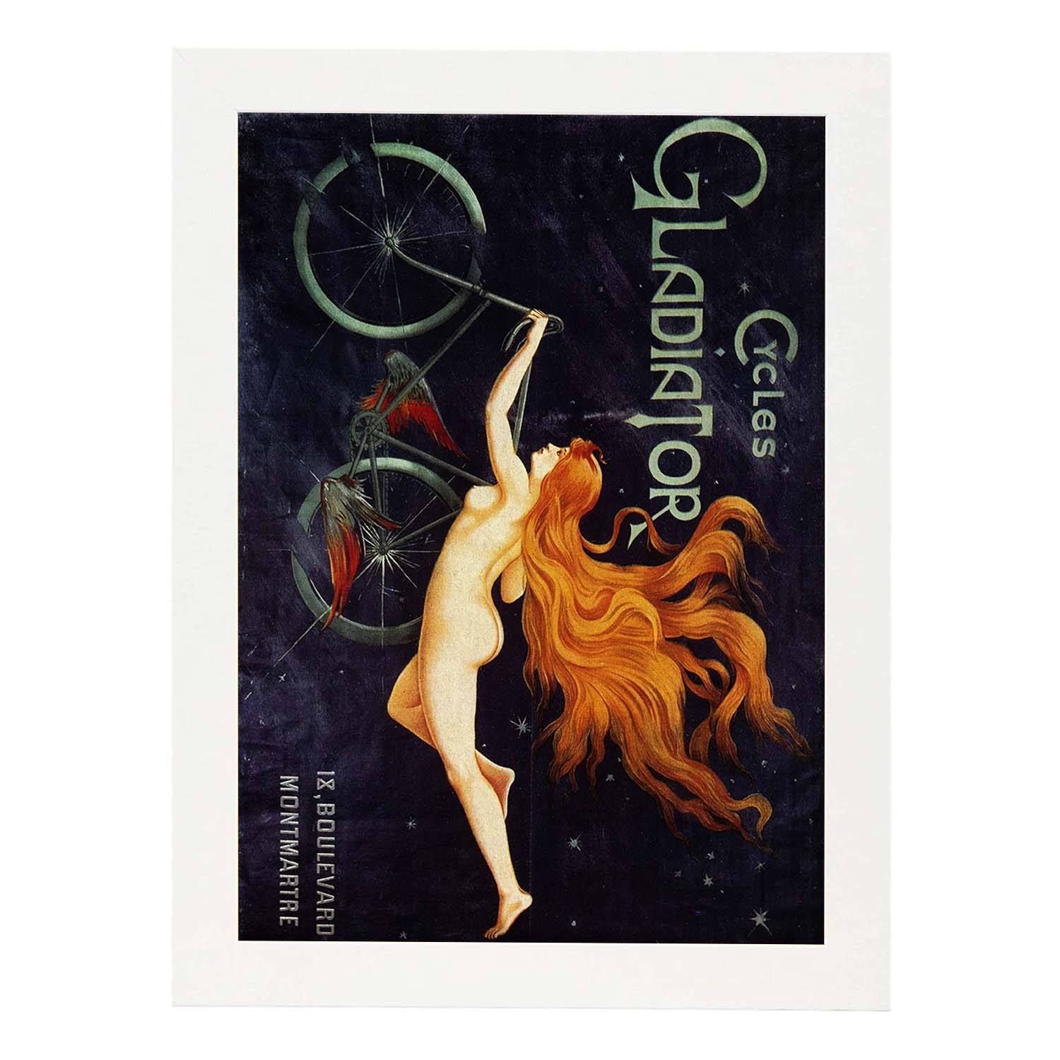 Poster vintage. Cartel vintage para Cicles Gladiator en Montmarte de1895..-Artwork-Nacnic-A3-Marco Blanco-Nacnic Estudio SL