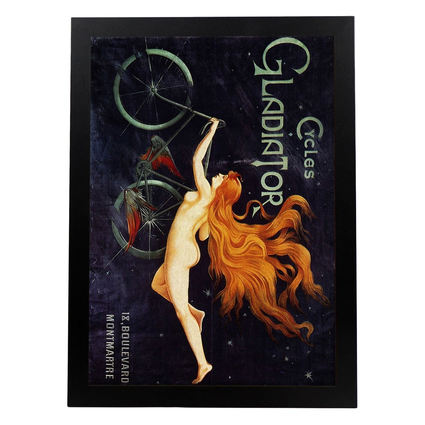 Poster vintage. Cartel vintage para Cicles Gladiator en Montmarte de1895..-Artwork-Nacnic-A3-Marco Negro-Nacnic Estudio SL
