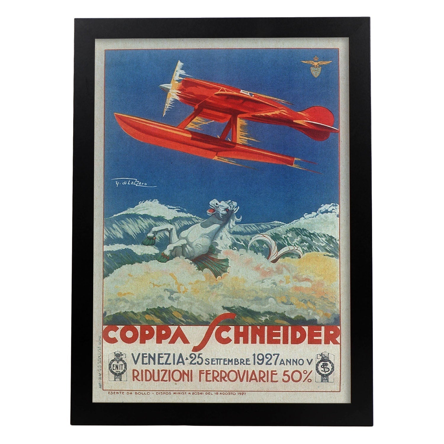 Poster vintage. Cartel vintage para competición de avionetas de Venezia en 1927.-Artwork-Nacnic-A3-Marco Negro-Nacnic Estudio SL