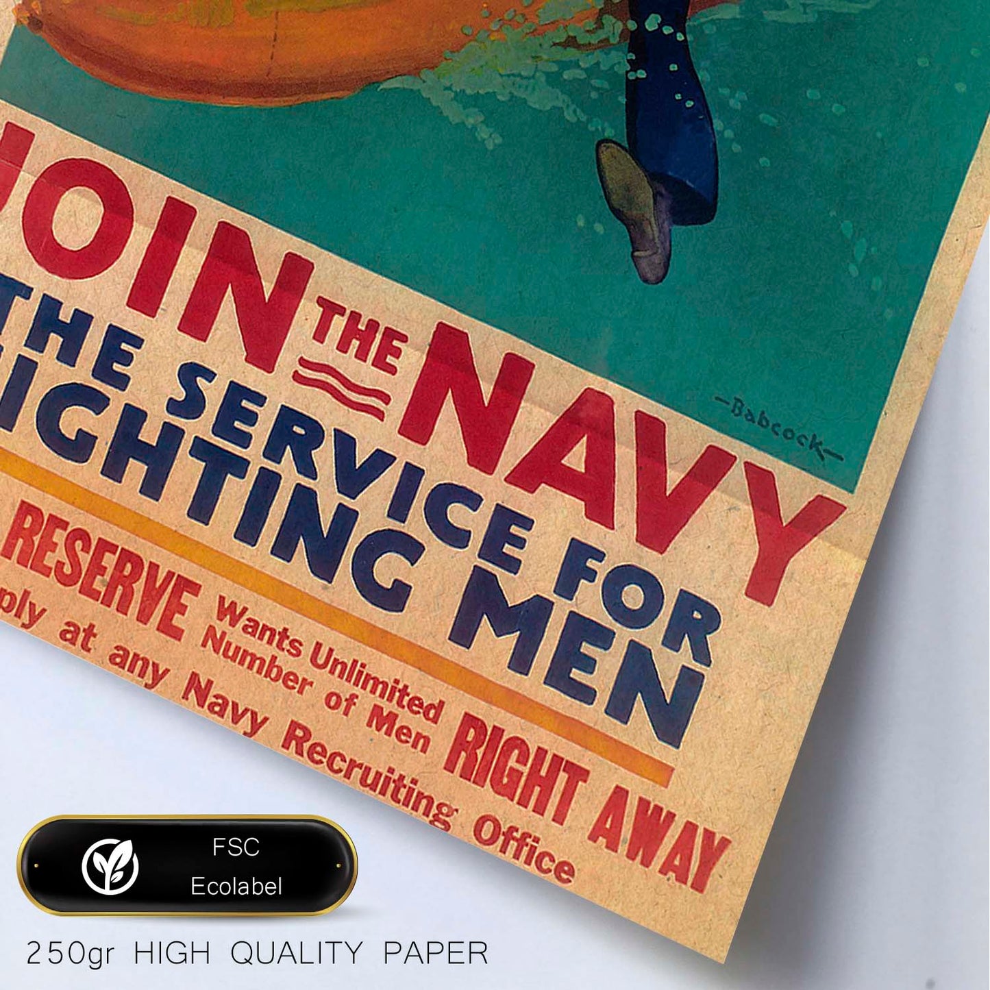 Poster vintage. Cartel vintage para el alistamiento en la marina..-Artwork-Nacnic-Nacnic Estudio SL