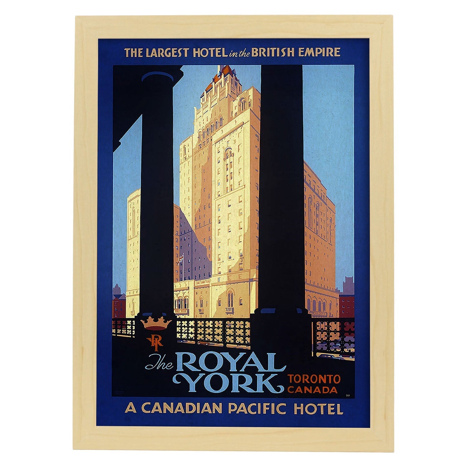 Poster vintage. Cartel vintage para el hotel The Royal York en Toronto, Canda.-Artwork-Nacnic-A3-Marco Madera clara-Nacnic Estudio SL