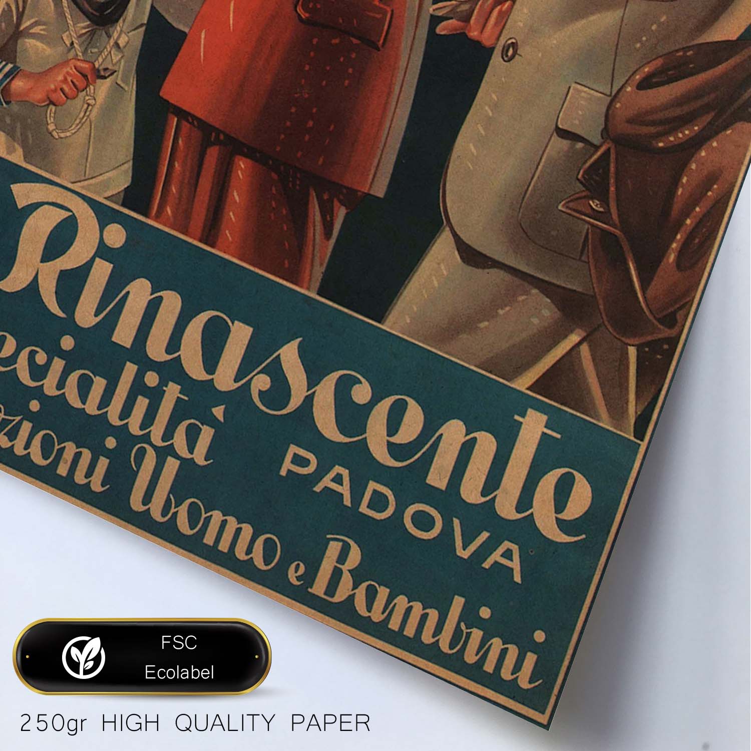 Poster vintage. Cartel vintage para La Rinascente, moda hombre y niño en Padova.-Artwork-Nacnic-Nacnic Estudio SL