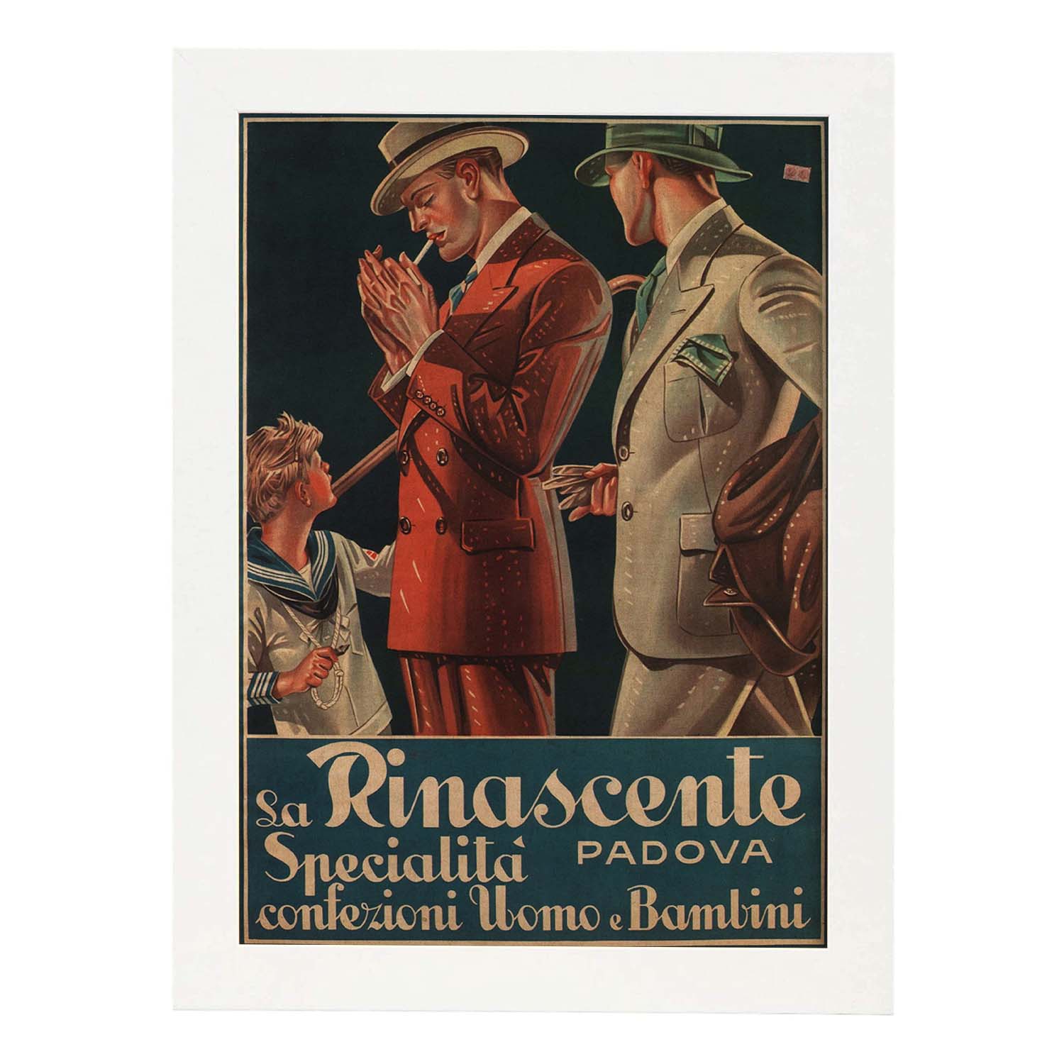 Poster vintage. Cartel vintage para La Rinascente, moda hombre y niño en Padova.-Artwork-Nacnic-A3-Marco Blanco-Nacnic Estudio SL