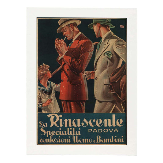 Poster vintage. Cartel vintage para La Rinascente, moda hombre y niño en Padova.-Artwork-Nacnic-A4-Marco Blanco-Nacnic Estudio SL