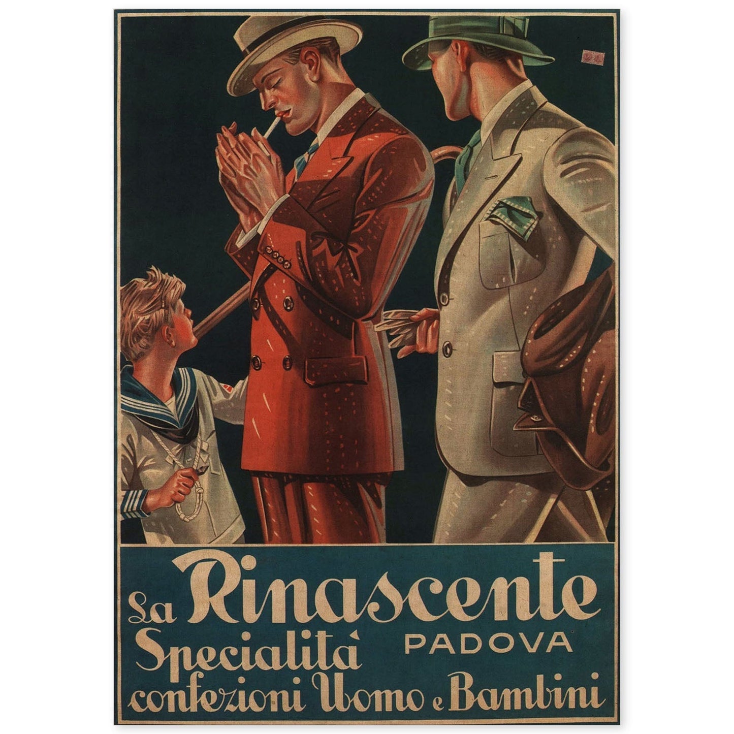 Poster vintage. Cartel vintage para La Rinascente, moda hombre y niño en Padova.-Artwork-Nacnic-A4-Sin marco-Nacnic Estudio SL