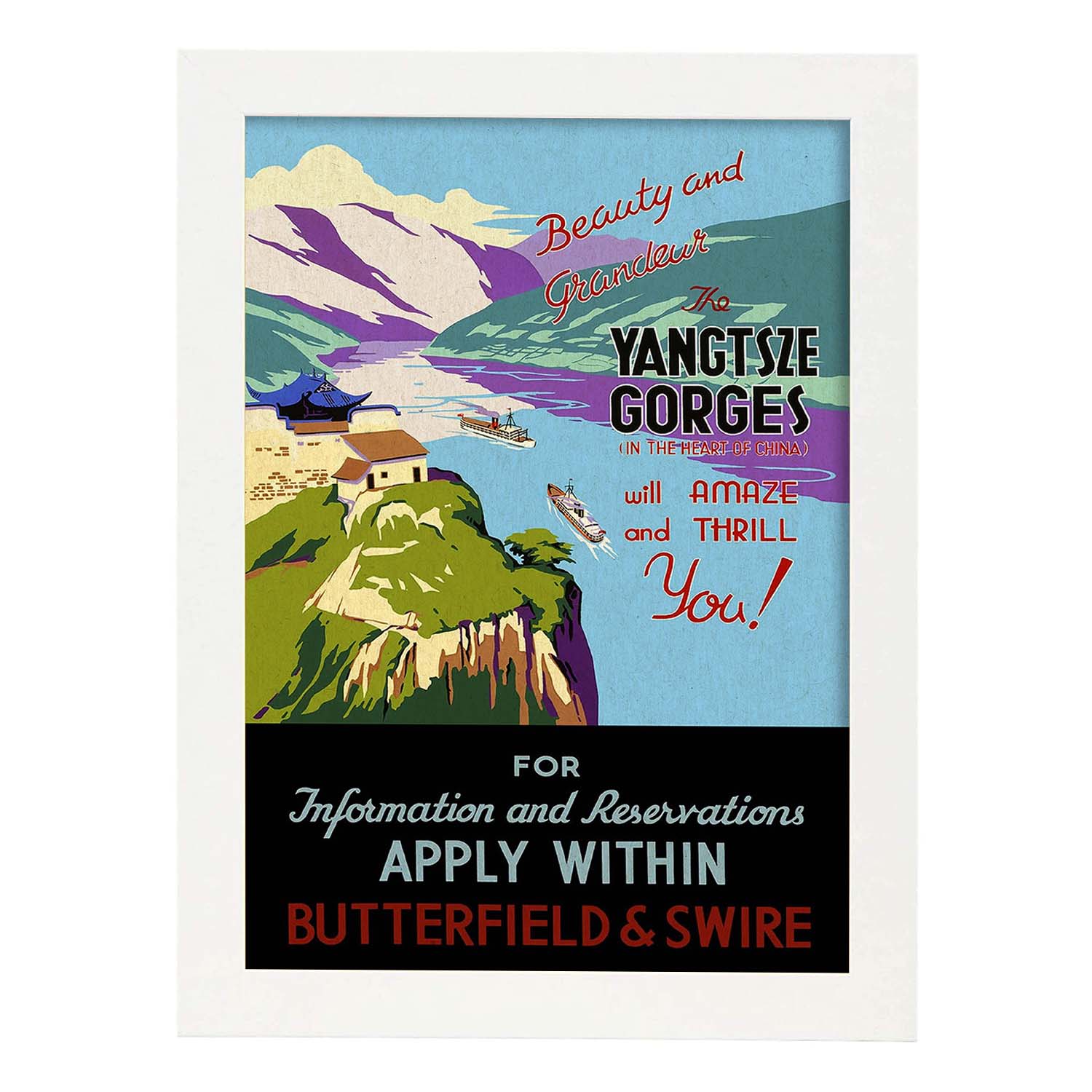Poster vintage. Cartel vintage para Yangtsze Gorges en China.-Artwork-Nacnic-A3-Marco Blanco-Nacnic Estudio SL