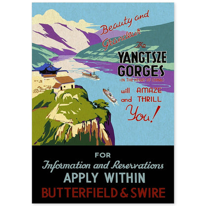 Poster vintage. Cartel vintage para Yangtsze Gorges en China.-Artwork-Nacnic-A4-Sin marco-Nacnic Estudio SL