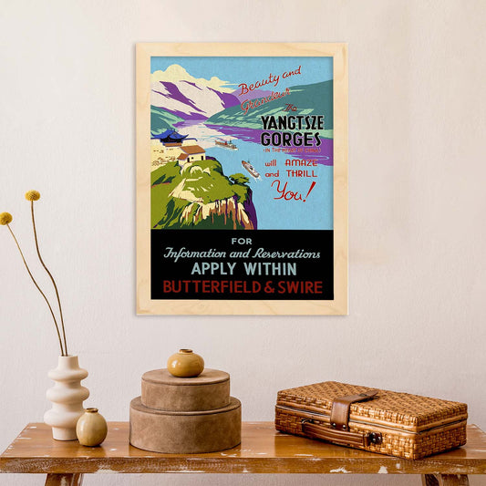 Poster vintage. Cartel vintage para Yangtsze Gorges en China.-Artwork-Nacnic-Nacnic Estudio SL