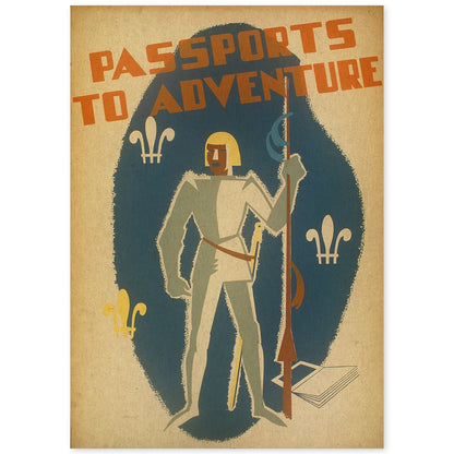 Poster vintage. Cartel vintage Pasaporte a la aventura..-Artwork-Nacnic-A4-Sin marco-Nacnic Estudio SL