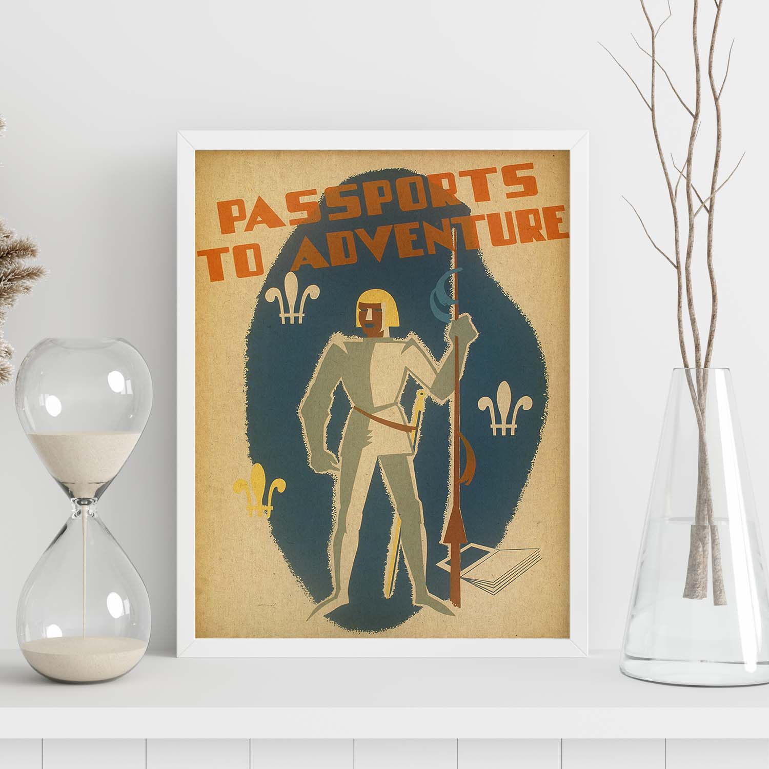 Poster vintage. Cartel vintage Pasaporte a la aventura..-Artwork-Nacnic-Nacnic Estudio SL