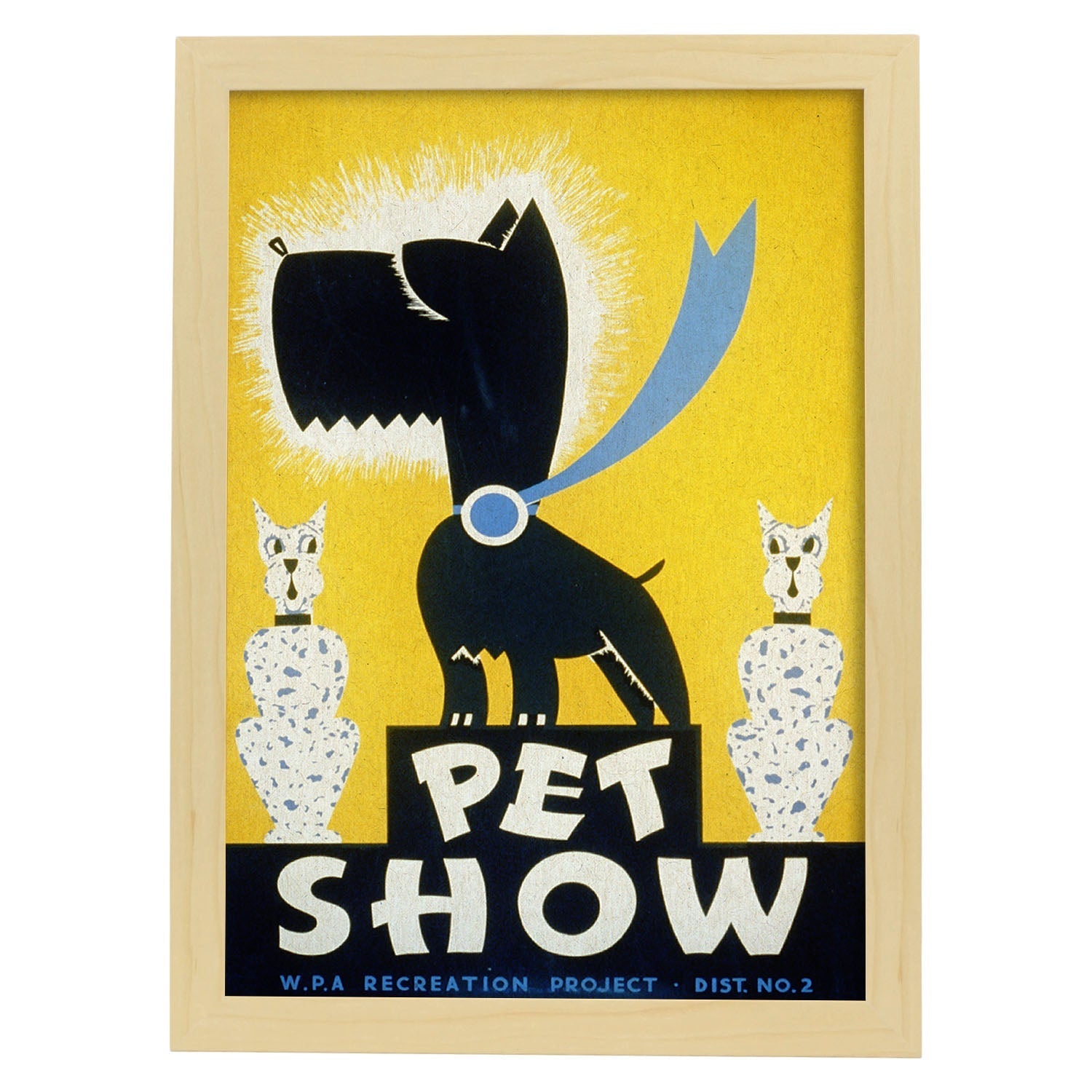 Poster vintage. Cartel vintage Pet Show.-Artwork-Nacnic-A3-Marco Madera clara-Nacnic Estudio SL
