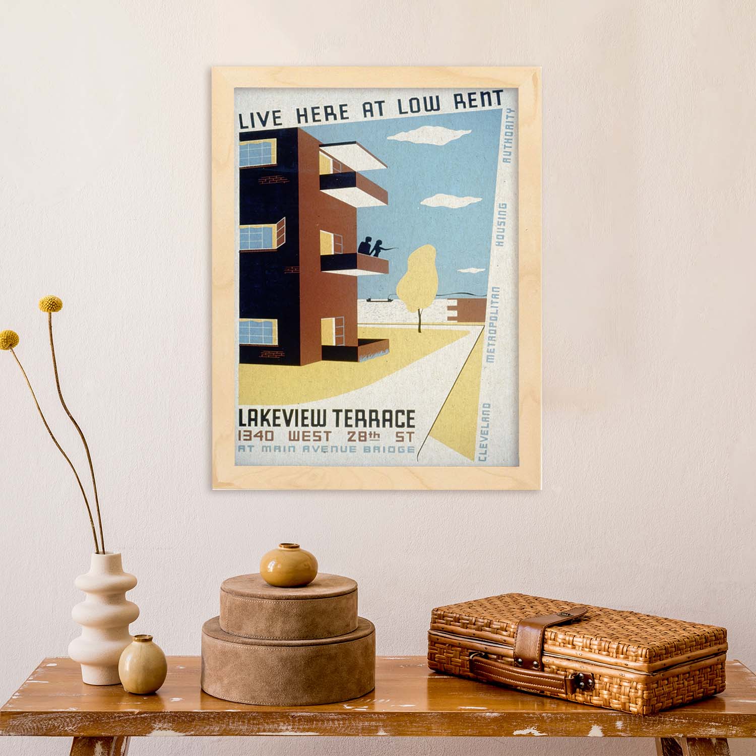 Poster vintage. Cartel vintage "Pisos en Clevenland Lakeview".-Artwork-Nacnic-Nacnic Estudio SL