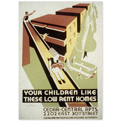 Poster vintage. Cartel vintage "Pisos en Clevenland".-Artwork-Nacnic-A4-Sin marco-Nacnic Estudio SL