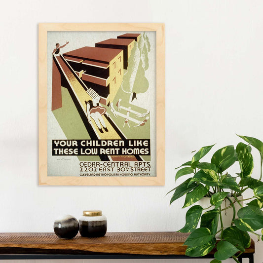 Poster vintage. Cartel vintage "Pisos en Clevenland".-Artwork-Nacnic-Nacnic Estudio SL