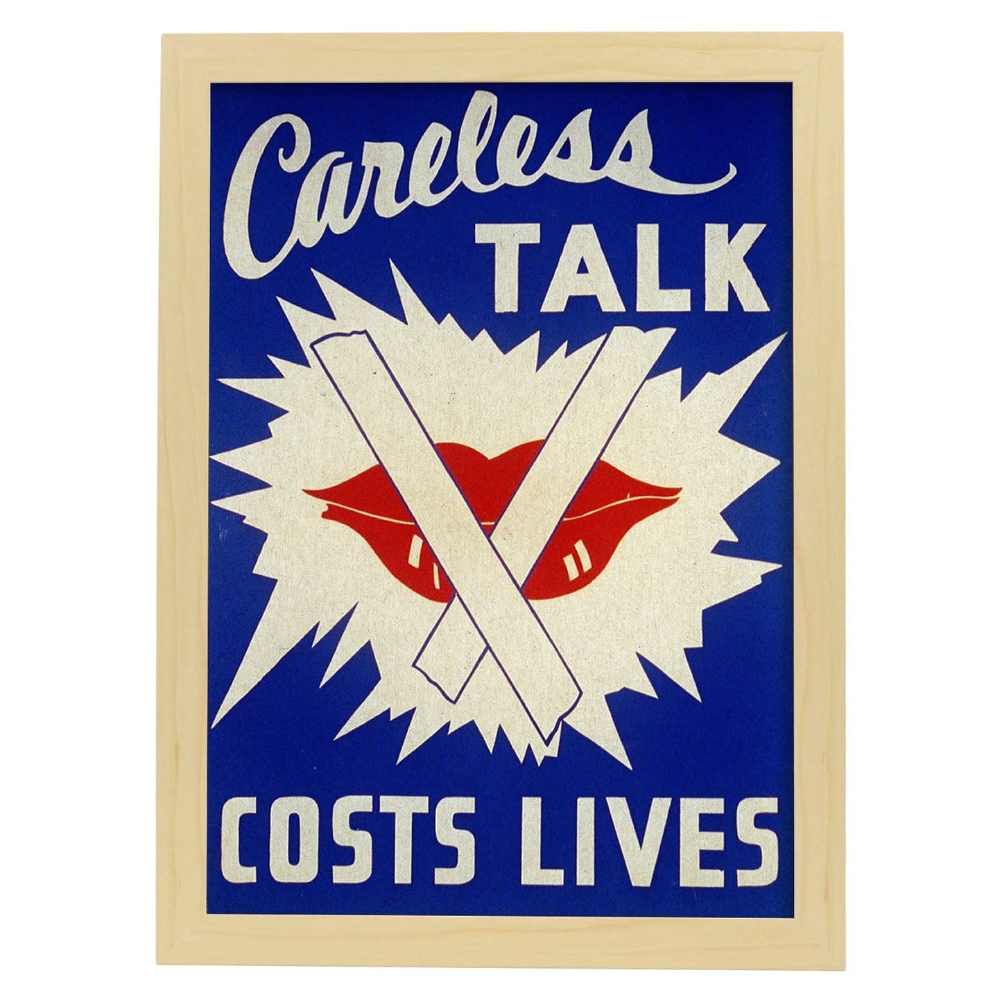 Poster vintage. Cartel vintage Propaganda Segunda Guerra Mundial EEUU "Careless talk".-Artwork-Nacnic-A3-Marco Madera clara-Nacnic Estudio SL