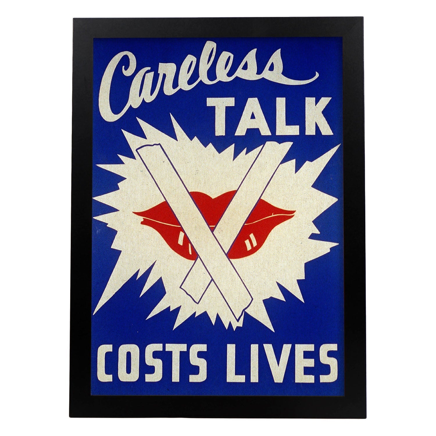 Poster vintage. Cartel vintage Propaganda Segunda Guerra Mundial EEUU "Careless talk".-Artwork-Nacnic-A4-Marco Negro-Nacnic Estudio SL