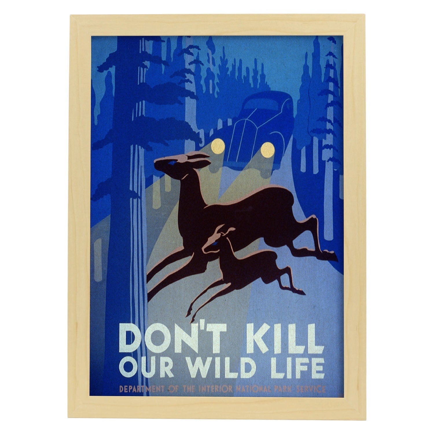 Poster vintage. Cartel vintage "Protege a la vida salvaje".-Artwork-Nacnic-A4-Marco Madera clara-Nacnic Estudio SL
