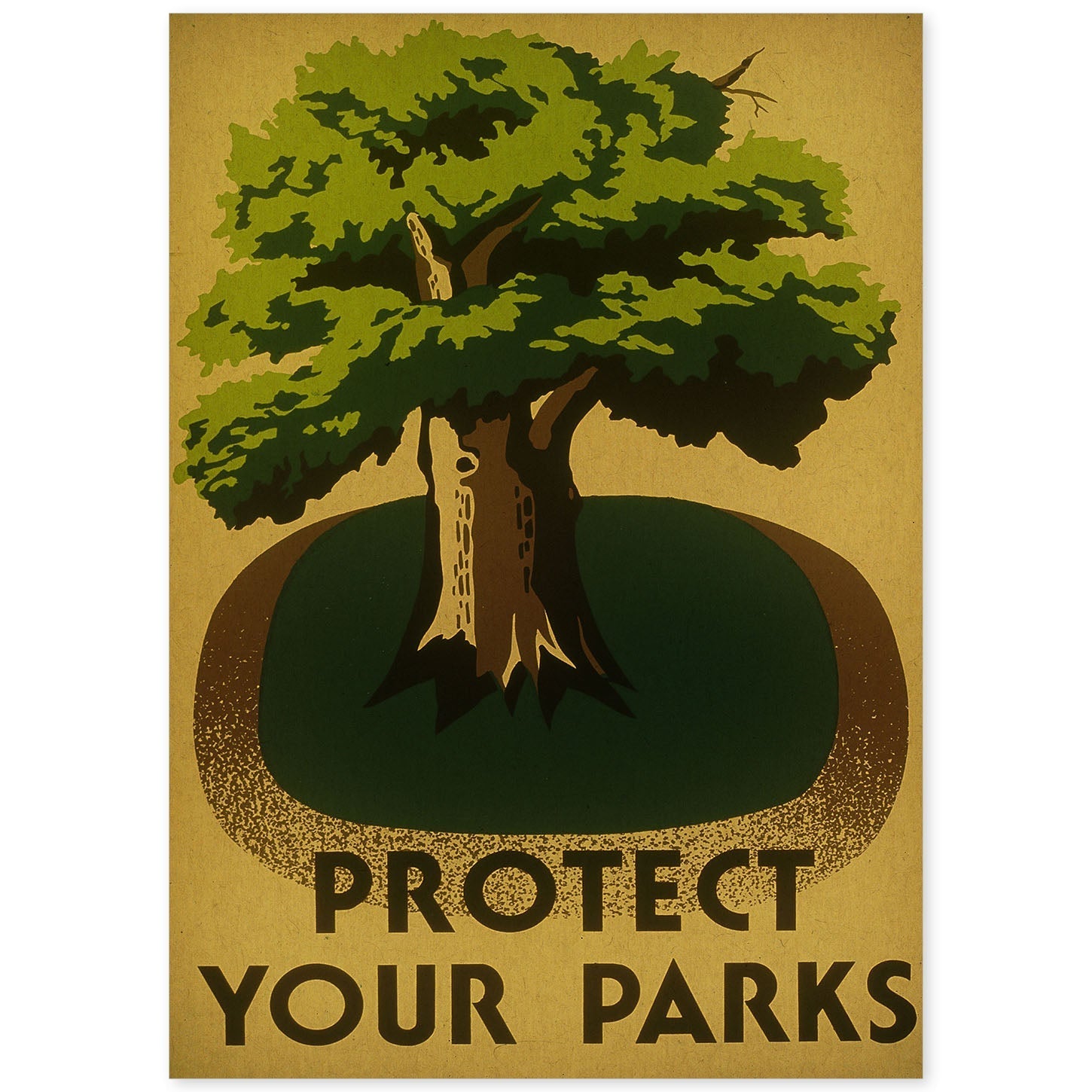 Poster vintage. Cartel vintage "Protege tu parque".-Artwork-Nacnic-A4-Sin marco-Nacnic Estudio SL