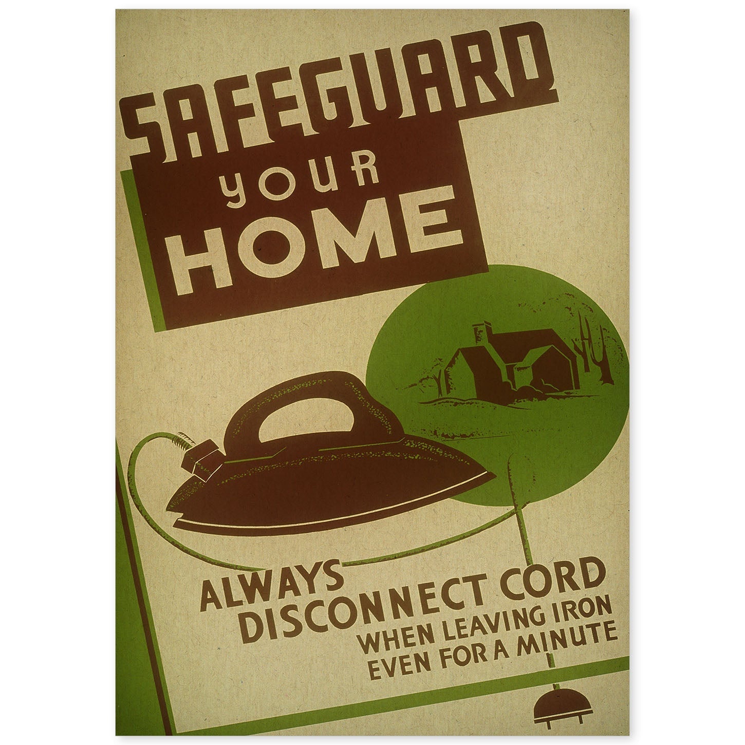 Poster vintage. Cartel vintage Seguridad en tu hogar..-Artwork-Nacnic-A4-Sin marco-Nacnic Estudio SL