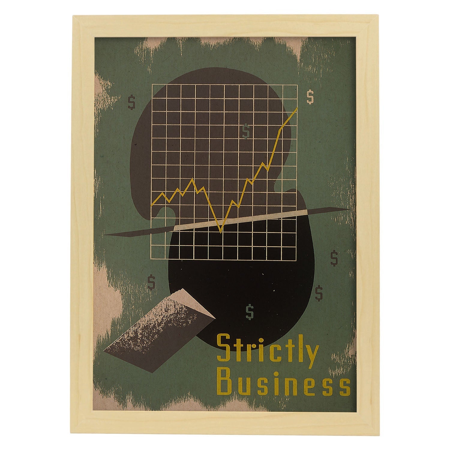 Poster vintage. Cartel vintage "Solo negocios".-Artwork-Nacnic-A3-Marco Madera clara-Nacnic Estudio SL