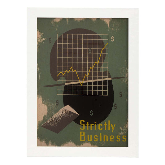 Poster vintage. Cartel vintage "Solo negocios".-Artwork-Nacnic-A4-Marco Blanco-Nacnic Estudio SL