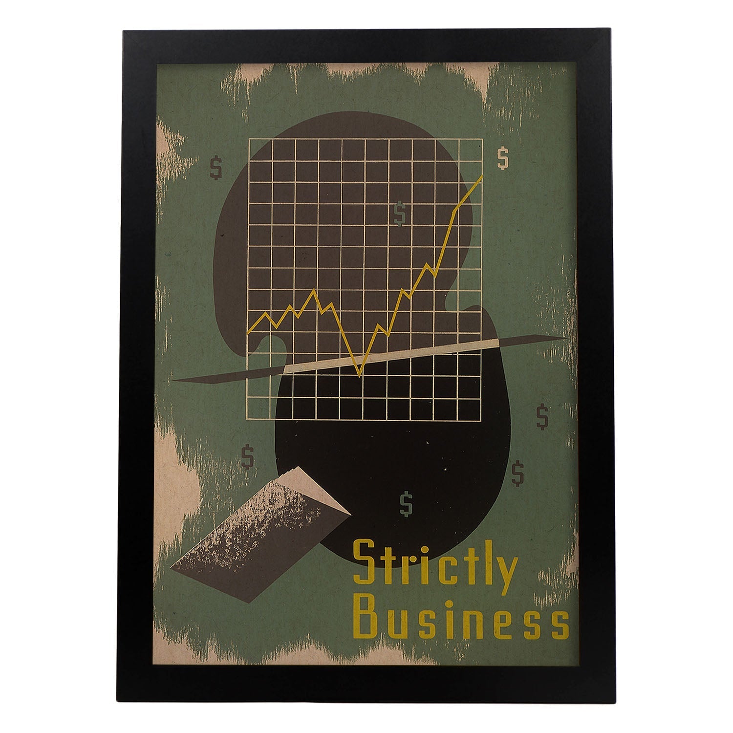 Poster vintage. Cartel vintage "Solo negocios".-Artwork-Nacnic-A4-Marco Negro-Nacnic Estudio SL