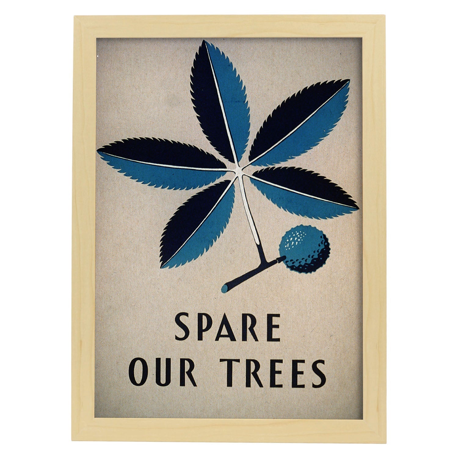 Poster vintage. Cartel vintage Spare our trees Ohio de 1938.-Artwork-Nacnic-A3-Marco Madera clara-Nacnic Estudio SL