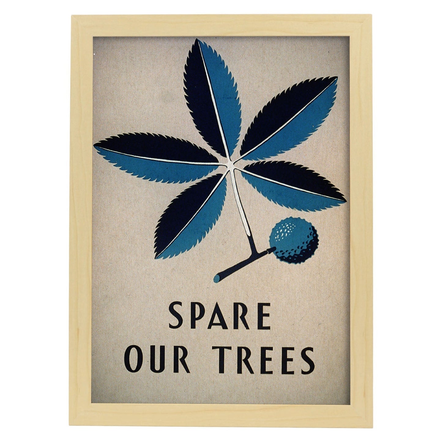 Poster vintage. Cartel vintage Spare our trees Ohio de 1938.-Artwork-Nacnic-A4-Marco Madera clara-Nacnic Estudio SL